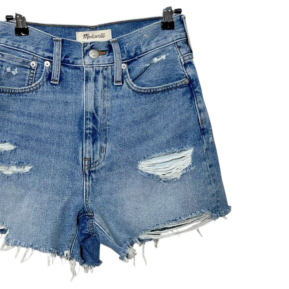 Madewell Momjean Shorts Flintwood Wash Size 23 High Rise Distressed Cotton - Picture 4 of 12